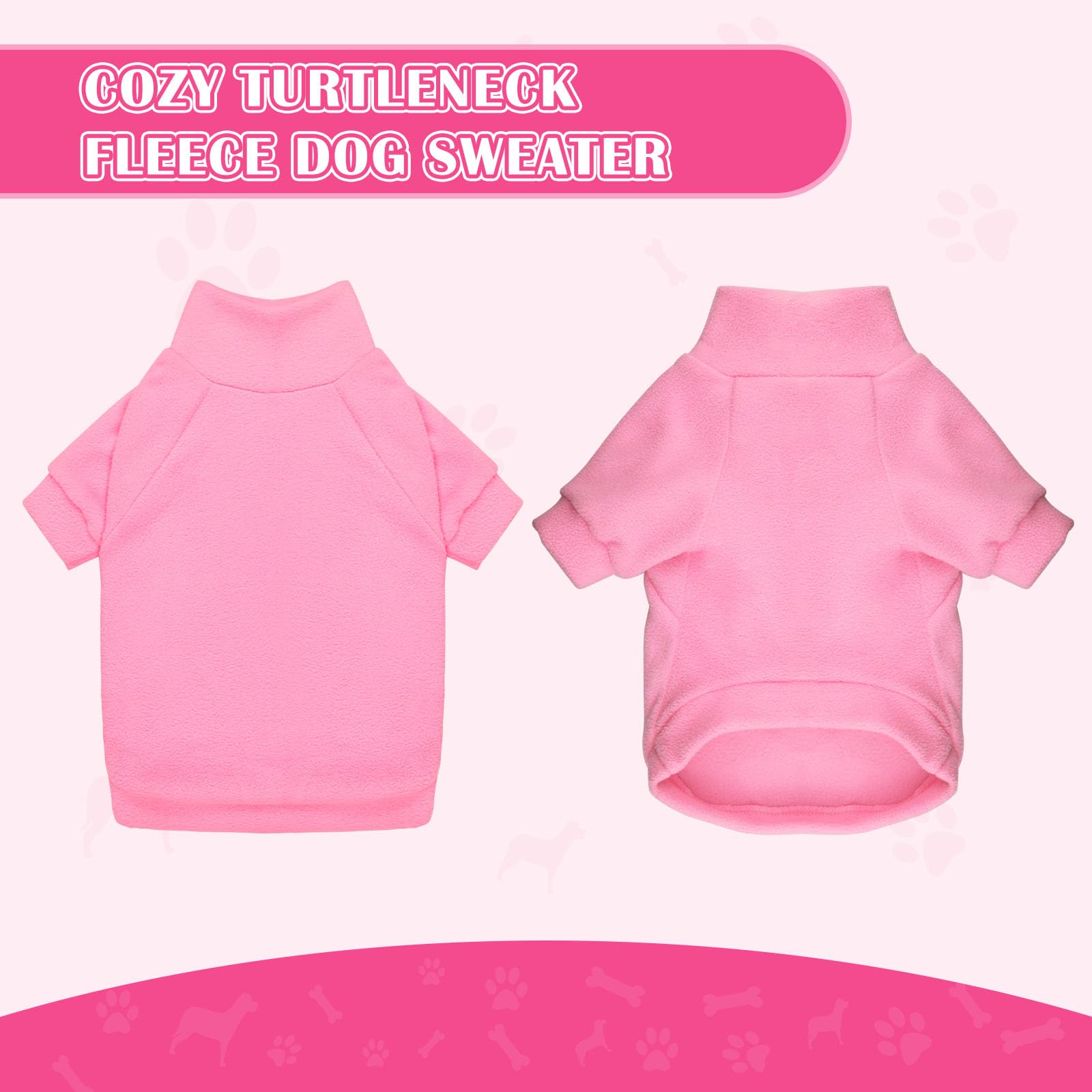 Paquete de 3 suéteres para perros medianos, suéter de forro polar para perro, cuello alto, sudadera suave y cálida para perro, ropa para perro, tamaño mediano, para perros y niñas (rosa, rosa intenso