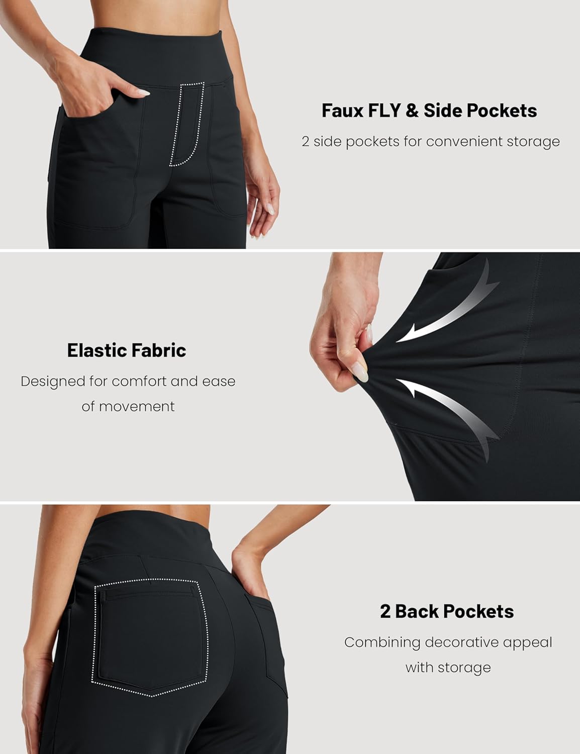 MAGCOMSEN Women's Fleece Lined Pants with Pockets Wide Leg High Waisted Work Pants Winter Thermal Casual Yoga Sweatpants - Image 5