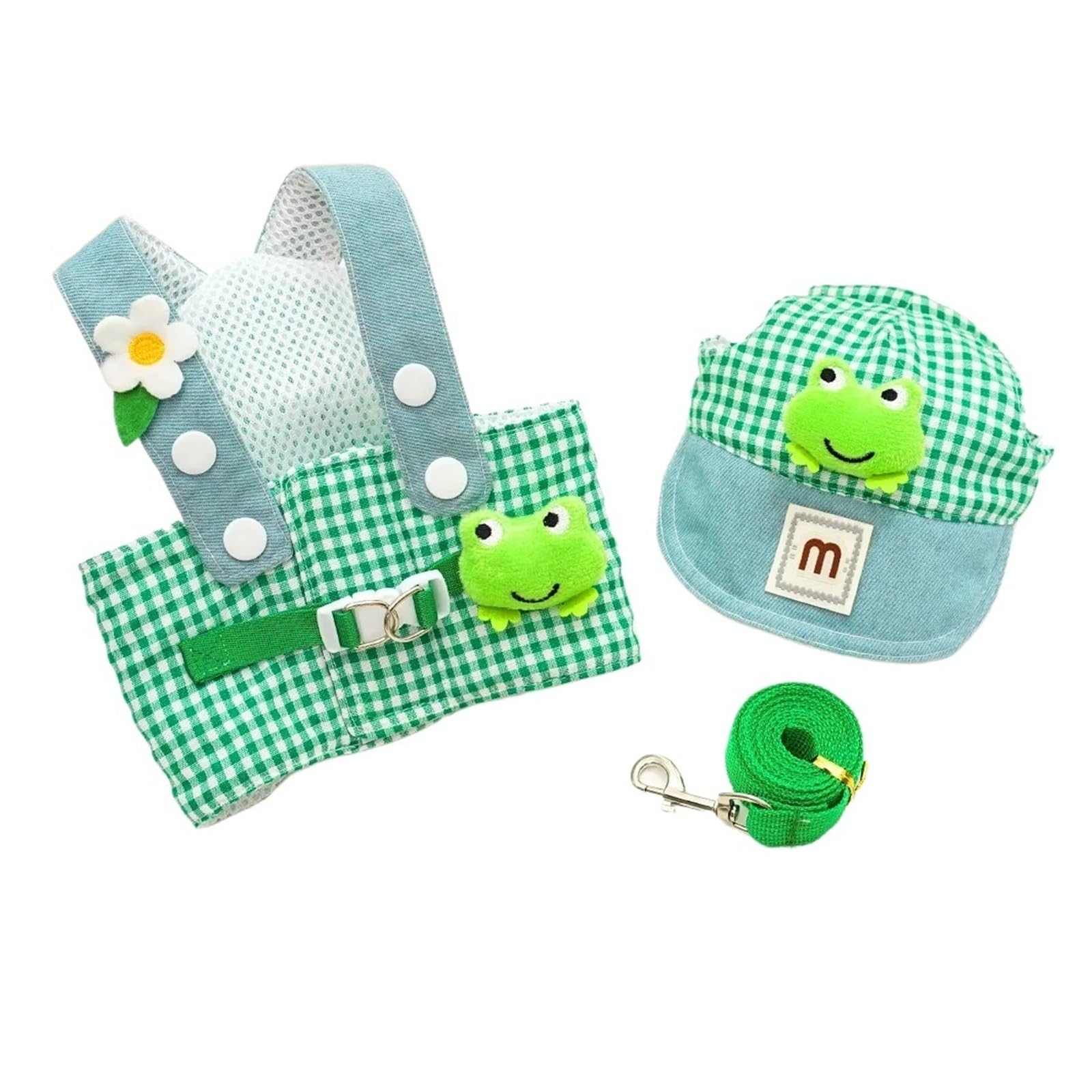 Harnais de poitrine pour chiots vert motif grenouille et canard