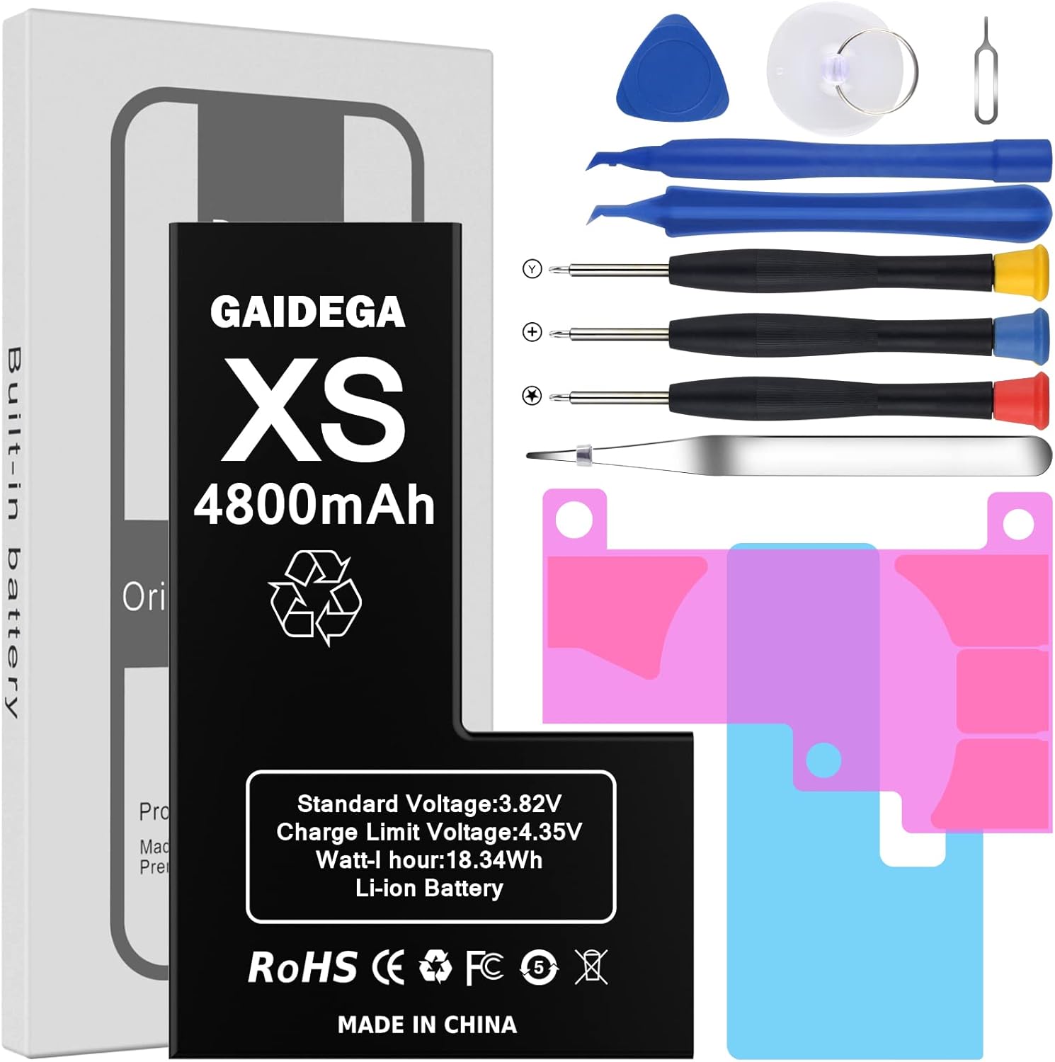GAIDEGA 4800mAh Battery for iPhone Xs, New Version High