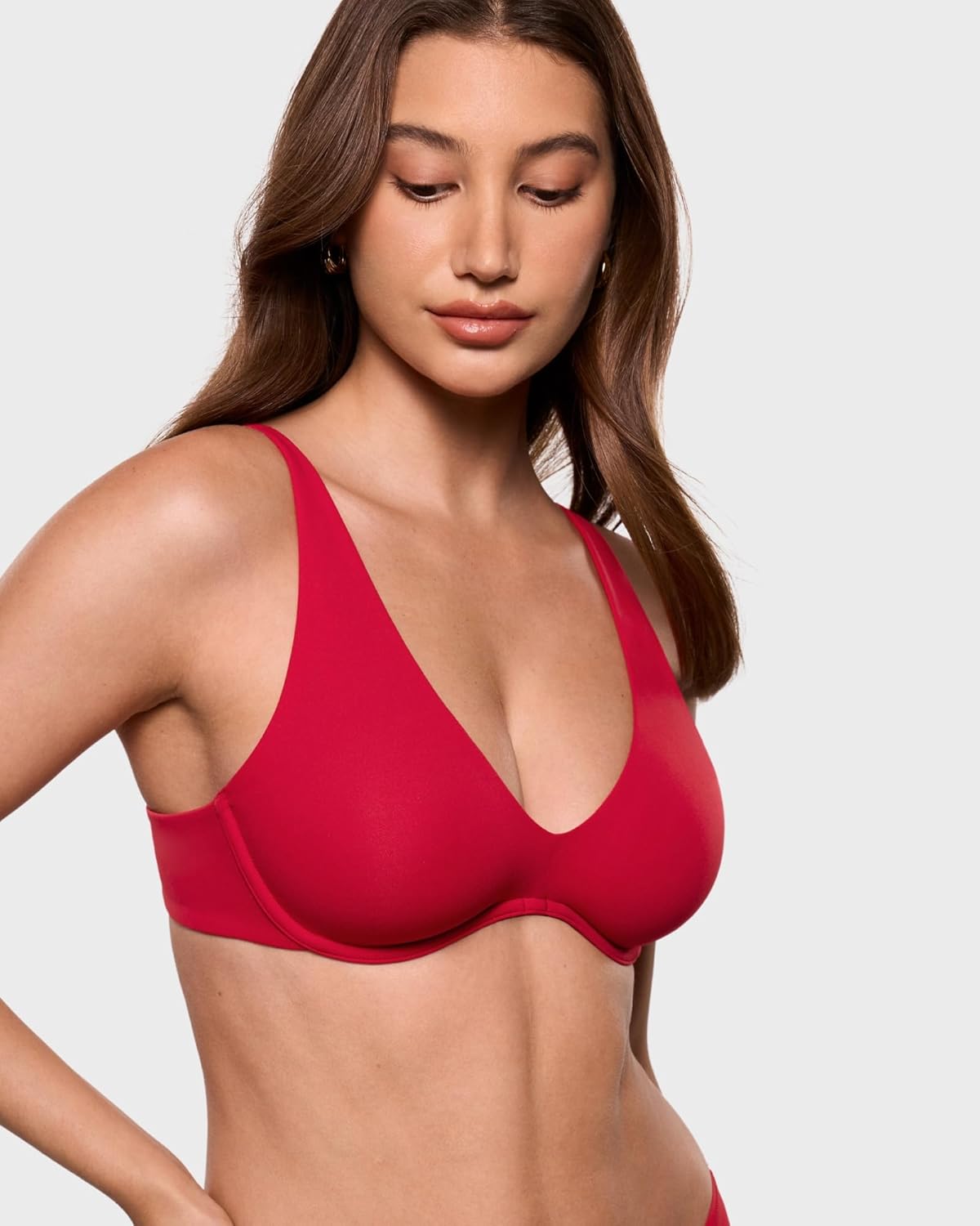 INLYRIC Women's Inbarely Plus Unlined Bras V Neck No Padding Underwire Tshirt Comfort Lounge Everyday Bras - Image 4