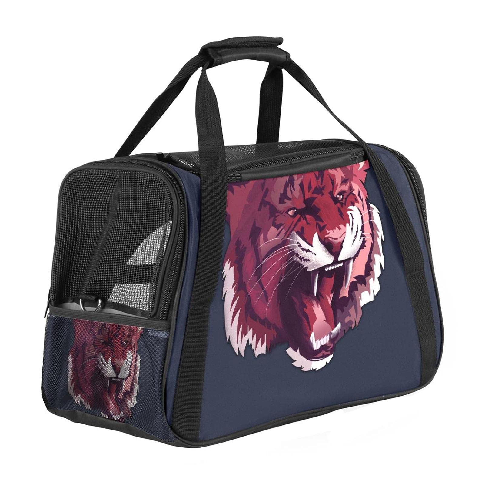 Sac de transport pour petit chien et chat homologué cabine motif tigre
