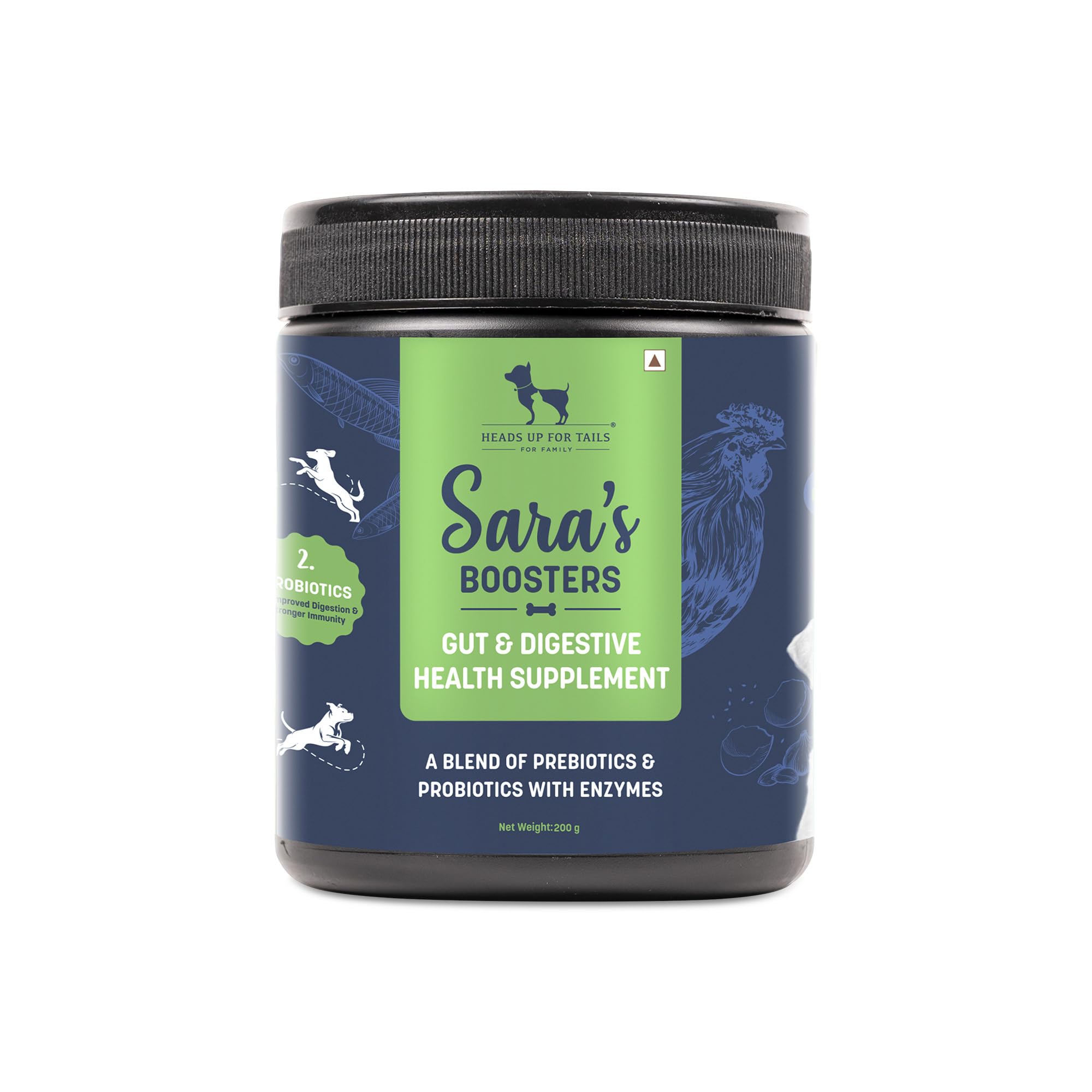 HUFT Sara's Boosters Gut & Digestive Health Supplement for Dogs – 200g | Supports Healthy Digestion, Immunity & Gut Flora | Prebiotics & Probiotics Blend | All Life Stages | All Breeds