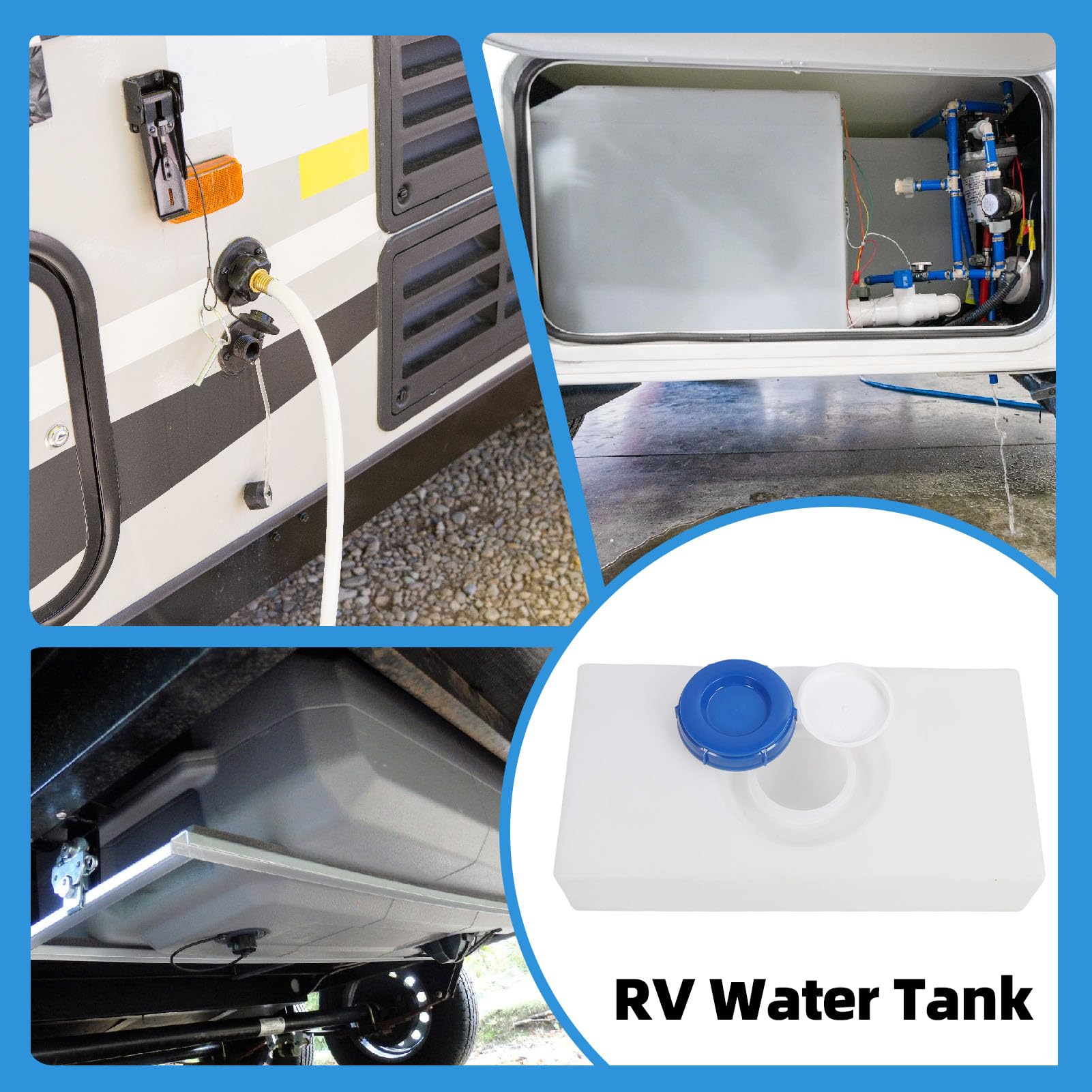 Luocute 8 Gallonen RV -Wassertank, Ideal für Wohnmobile, Anhänger, Boote, Hergestellt aus LLDPE, Stoßdicht, Durchlaufsicher, Tragbar, für Saubere Trinkwasserlager und -Transport mit