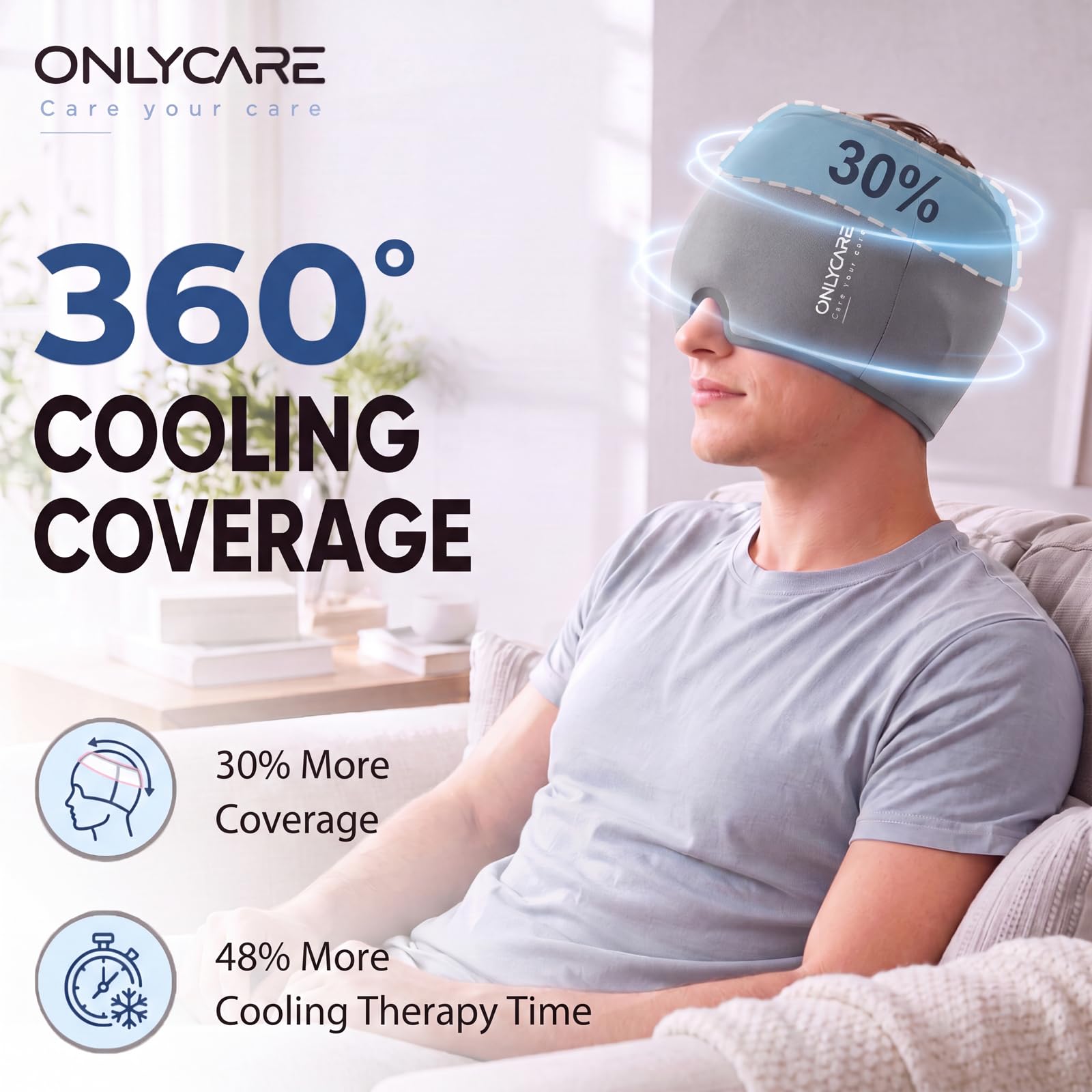ONLYCARE Migraine Relief Cap, Headache Relief Cold Cap with Odorless Gel — Amazon image 4