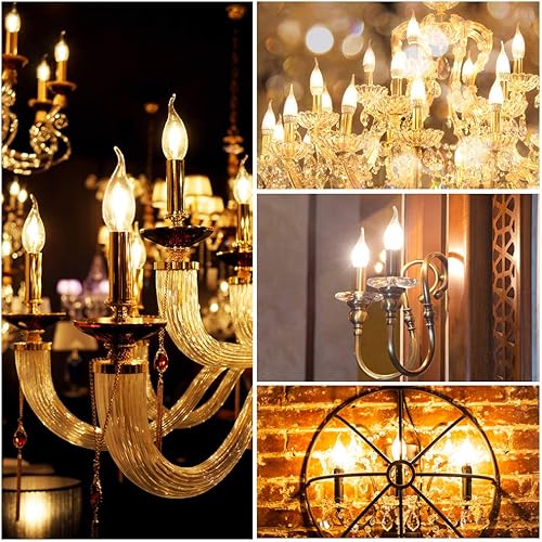 Miniatura 6 de ENERGETIC - Paquete de 12 bombillas LED regulables para candelabros, forma CA11, estilo de punta de llama, equivalente a 60 vatios, blanco suave de