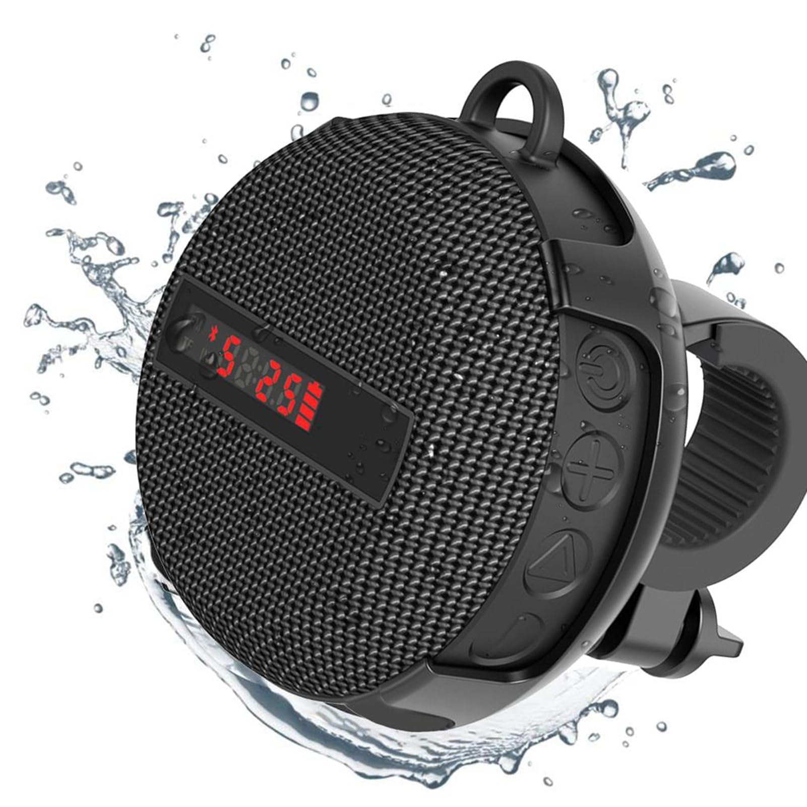Keenso Altoparlante Bluetooth da Ciclismo, Altoparlante Bluetooth Wireless Portatile con Audio Bluetooth 5.0 IPX6 Piccolo Altoparlante Impermeabile per Bici (Black)