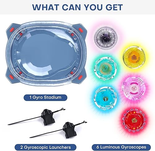 Miniatura 6 de Light Ignite - Juego de batalla con Bey Stadium, 6 tops giratorios de encendido ligero y 2 lanzadores, juguetes para niños y niñas de 6 años en