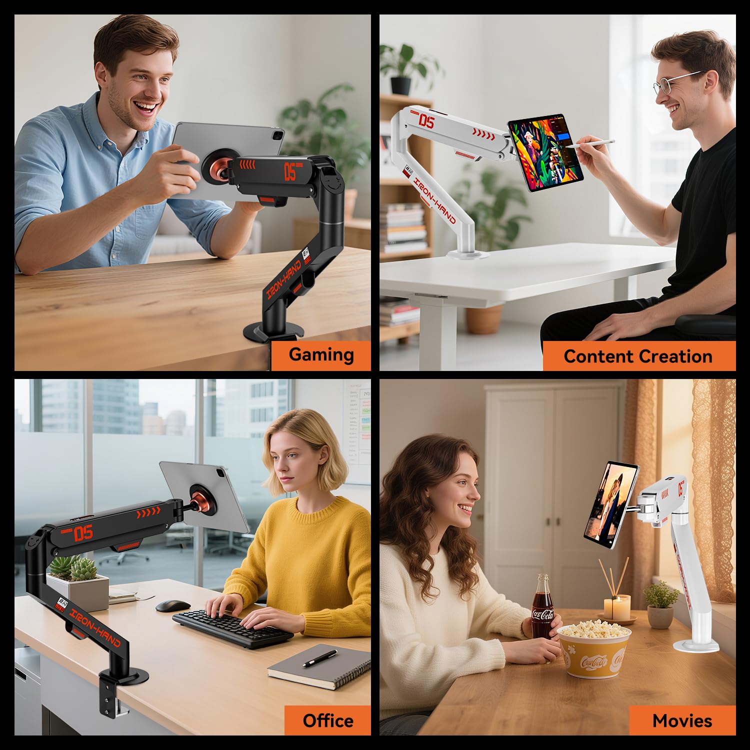 JINRAIKO Supporto magnetico per iPad, braccio regolabile pieghevole per DEST, nero