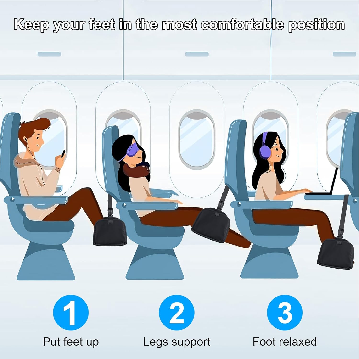 Airplane Foot Hammock, Plane Footrest Widen Airplane