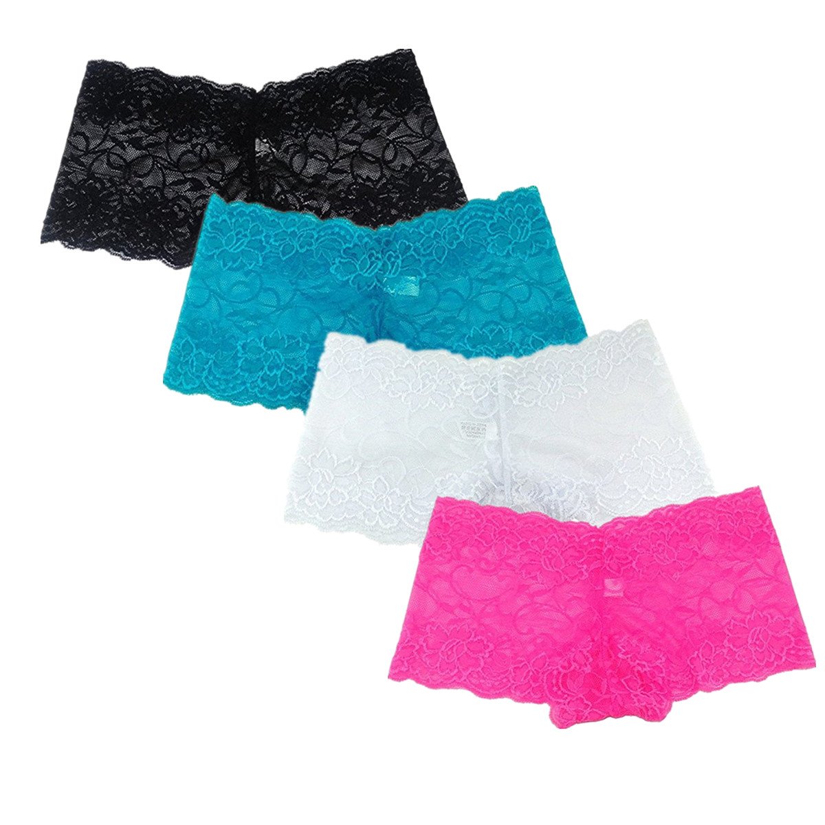 BeokeoSexy Lace Boyshorts Panties Cheeky Bikinis Underwear for Women 4 Pack