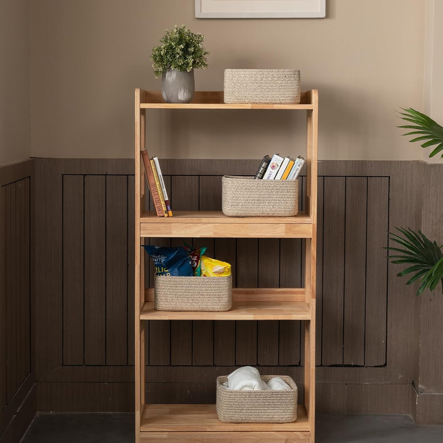 Aufbewahrungskorb Klein 33cm(Flachsfarben), Aufbewahrungskorb für Kinder mit Verstärkter Griffen, Faltbare Korb Geflochten Baumwollseil für Kinderzimmer Abstellraum, 3 Stück