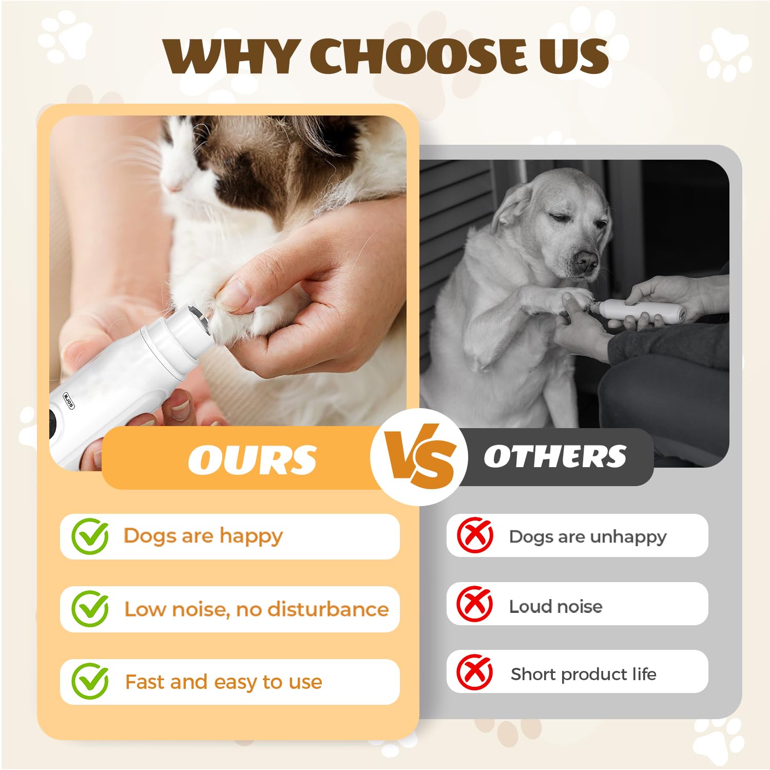 2025 Upgrade Cordless Pet Nail Trimmer for Dogs & Cats with LED Light, 3-Speed Low Noise Nail Grinder for Thick & Long Nails, Fast USB Charging (1 PC) - image 8