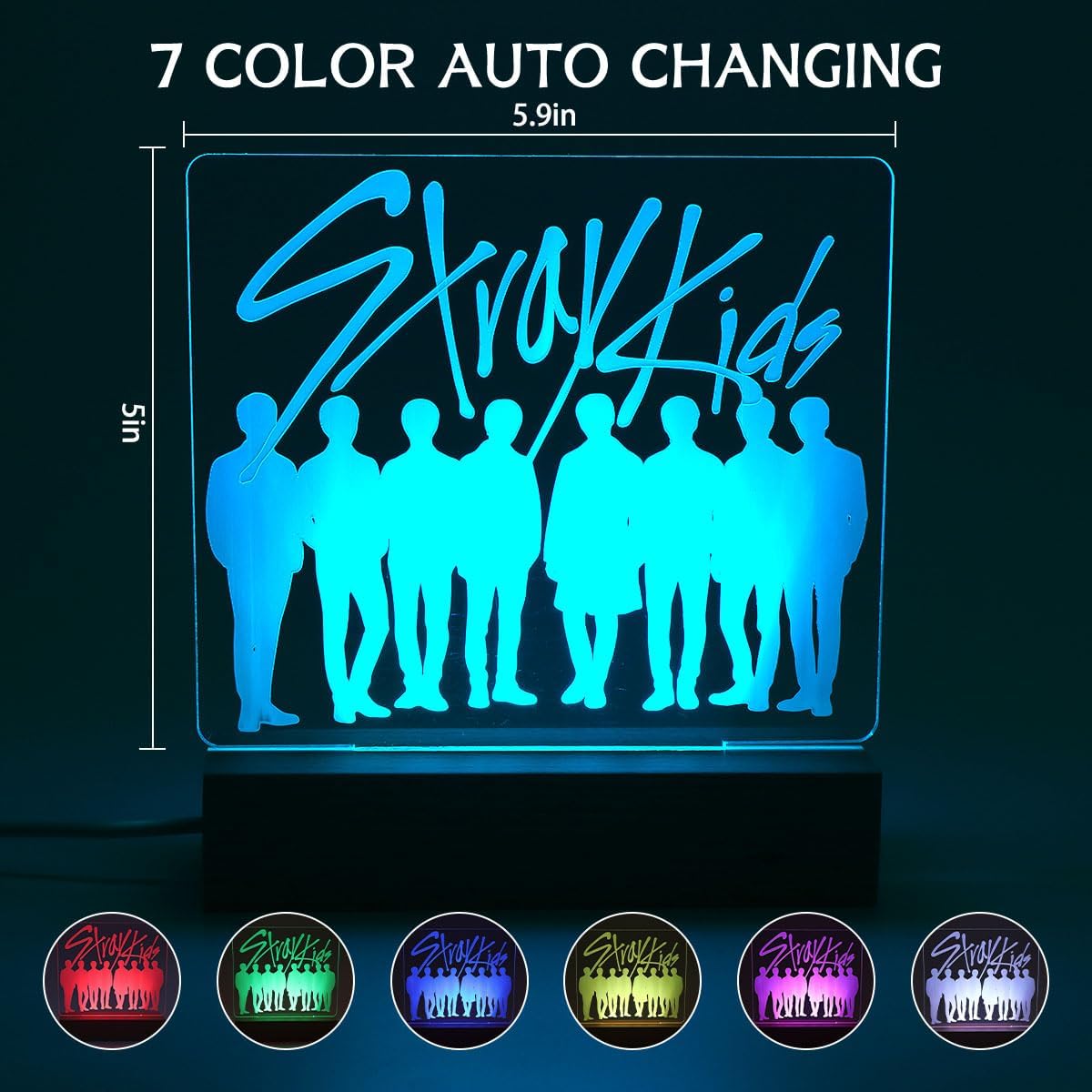 Stray LED Night Light - Adjustable Brightness & Colors, Room Decor Lamp Skz Merch for K-Pop Stay Fans Birthday Gifts