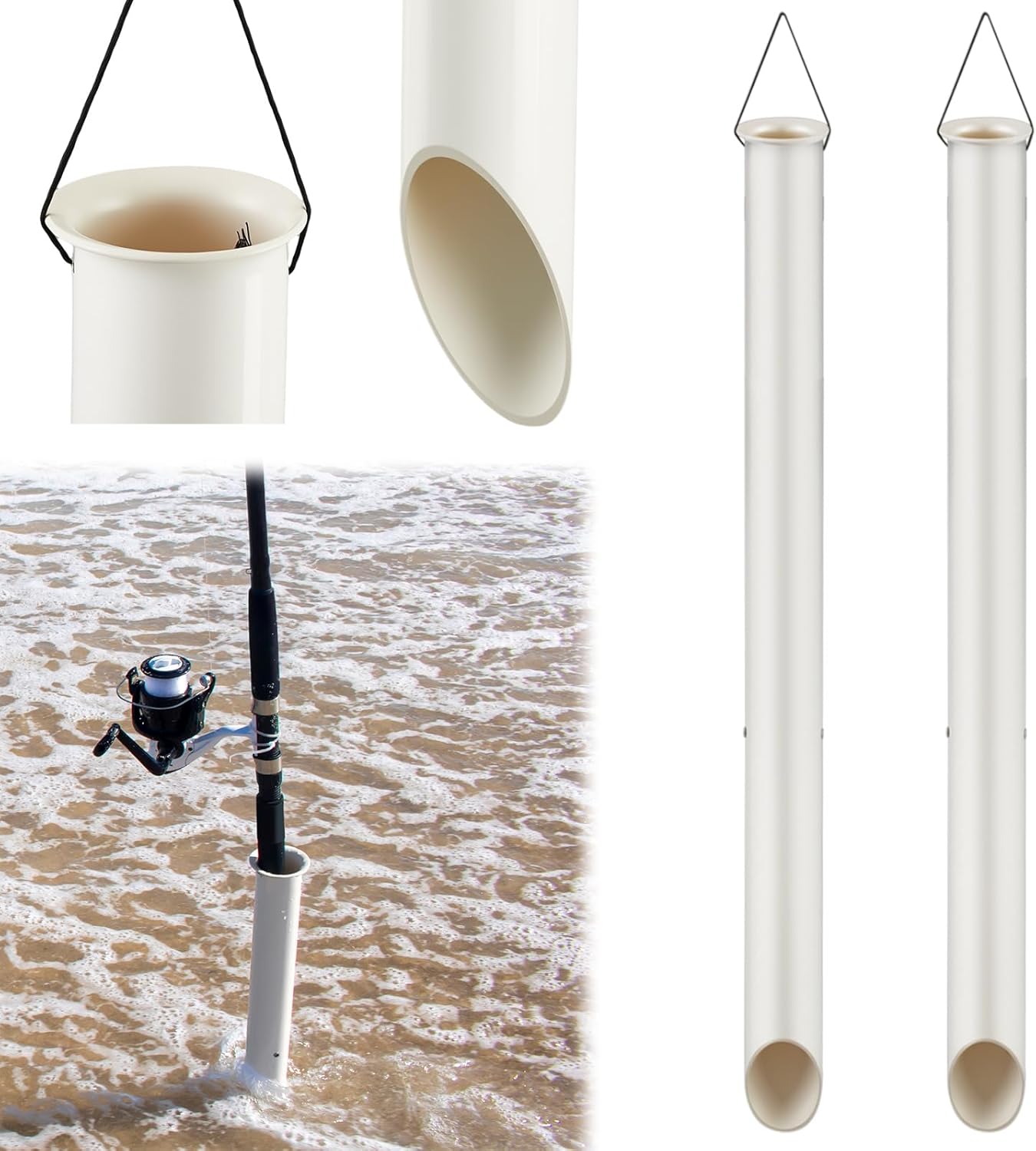 Tubular Sand Spikes for Surf Fishing PVC Surf Shore and Beach Fishing Rod Holder Sand Spike for Beaches, Rivers and Sandy Beaches