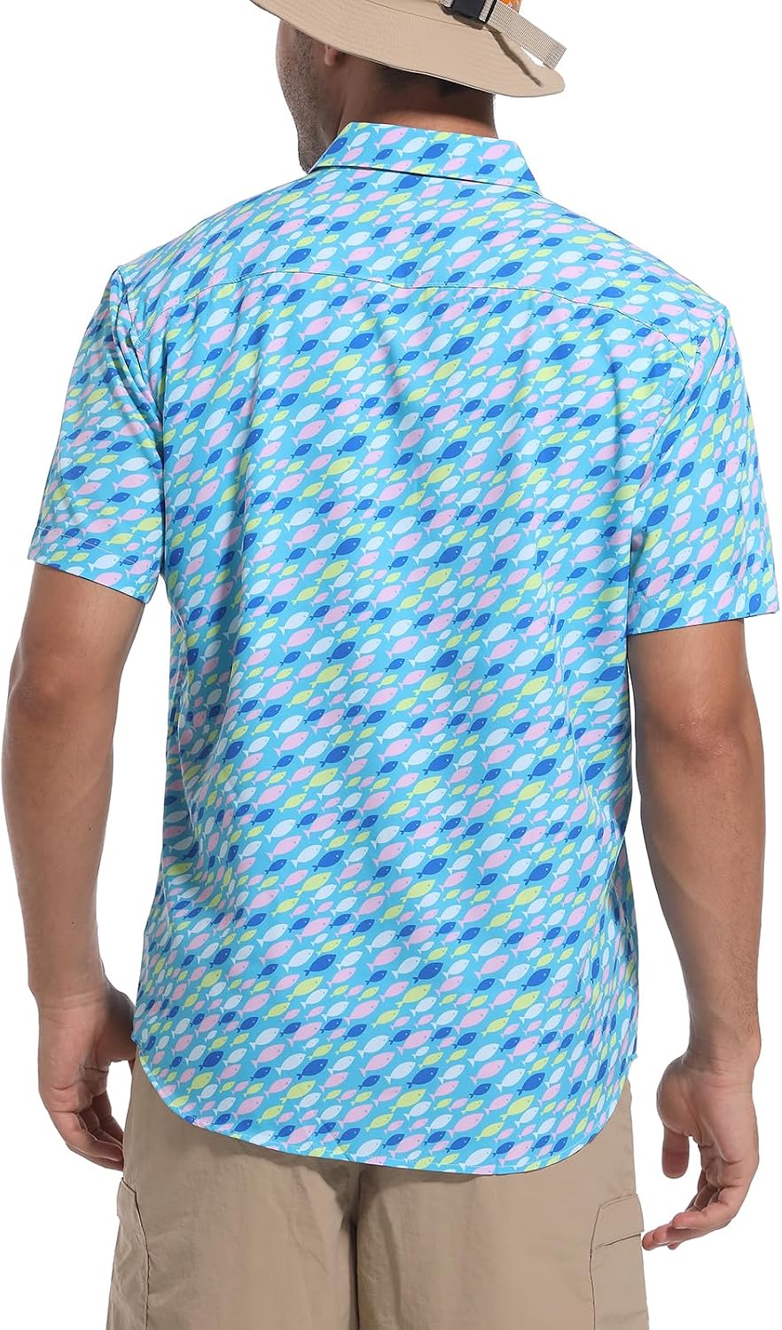 Ecosunny Hawaiian Shirt for Men Button Down Short Sleeve UPF 50+ Breathable Fishing Beach Travel Hiking Shirts with 2 Pockets