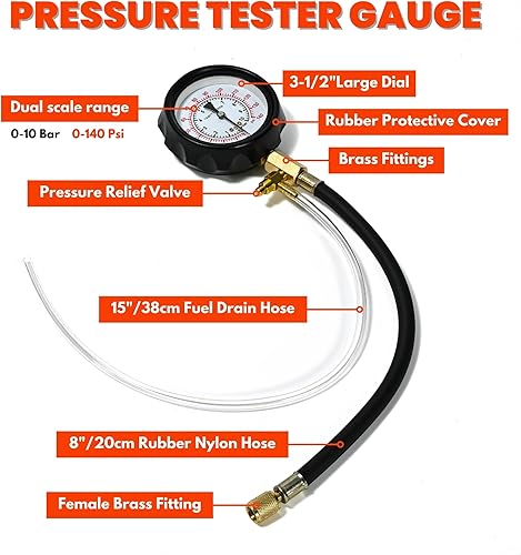 Miniatura 2 de NP Kit de manómetro de combustible diesel Probador de presión de combustible de gasolina Herramienta de diagnóstico de bomba de inyección de