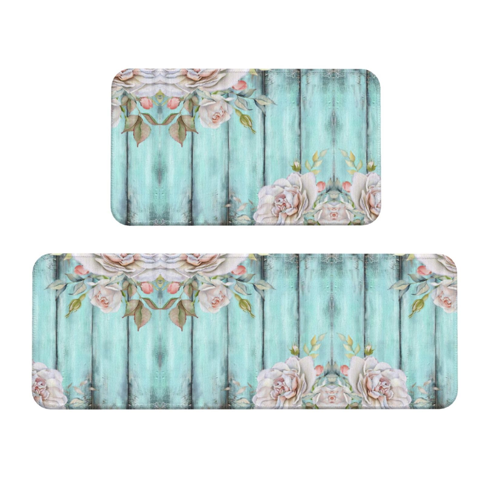 Tapis de cuisine antidérapants lot de 2 protection sol évier bleu sarcelle