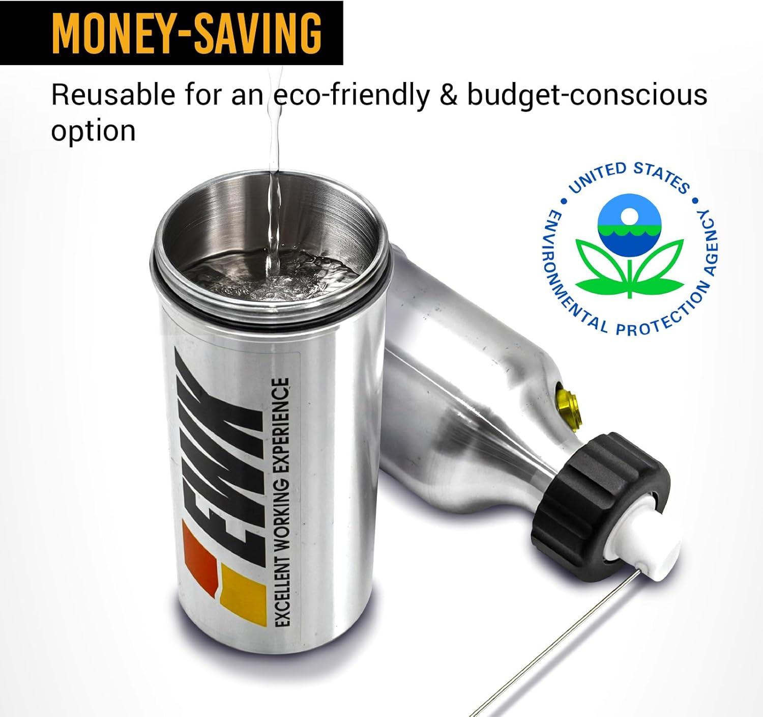 EWK 17 oz (500ml) Refillable Aluminum Aerosol Spray Can for Brake, Engine & Machine Cleaning, Thickened Body, Long Spray Time