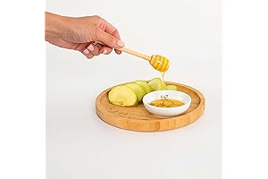Rosh Hashanah Apple and Honey Seder Plate Set by Mickala, 8" Bamboo Wood