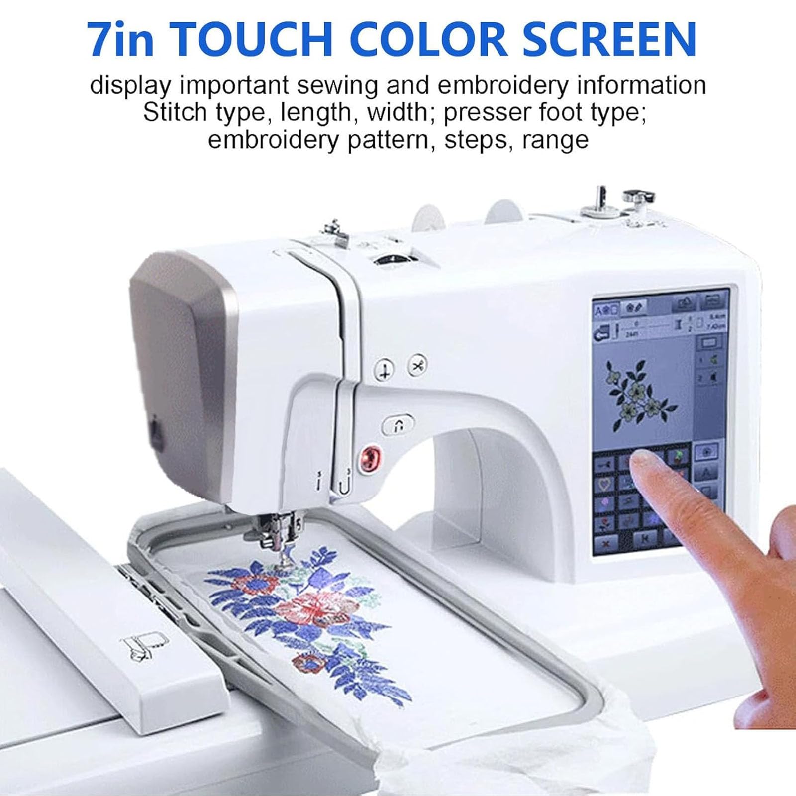 Macchina Da Ricamo Con Ampio Schermo Lcd Touchscreen, 150 Motivi Di Ricamo E 162 Disegni Di Punti, Tagliafilo Automatico, Ideale Per Abbigliamento, Tessuti E Progetti Fai-da-te.