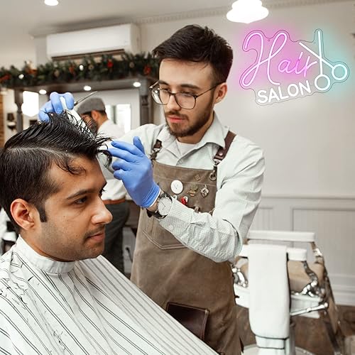 Miniatura 6 de Letrero de neón para peluquería y peluquería con luz de neón para corte de pelo de pared, letreros de luces de neón para peluquería, decoración de