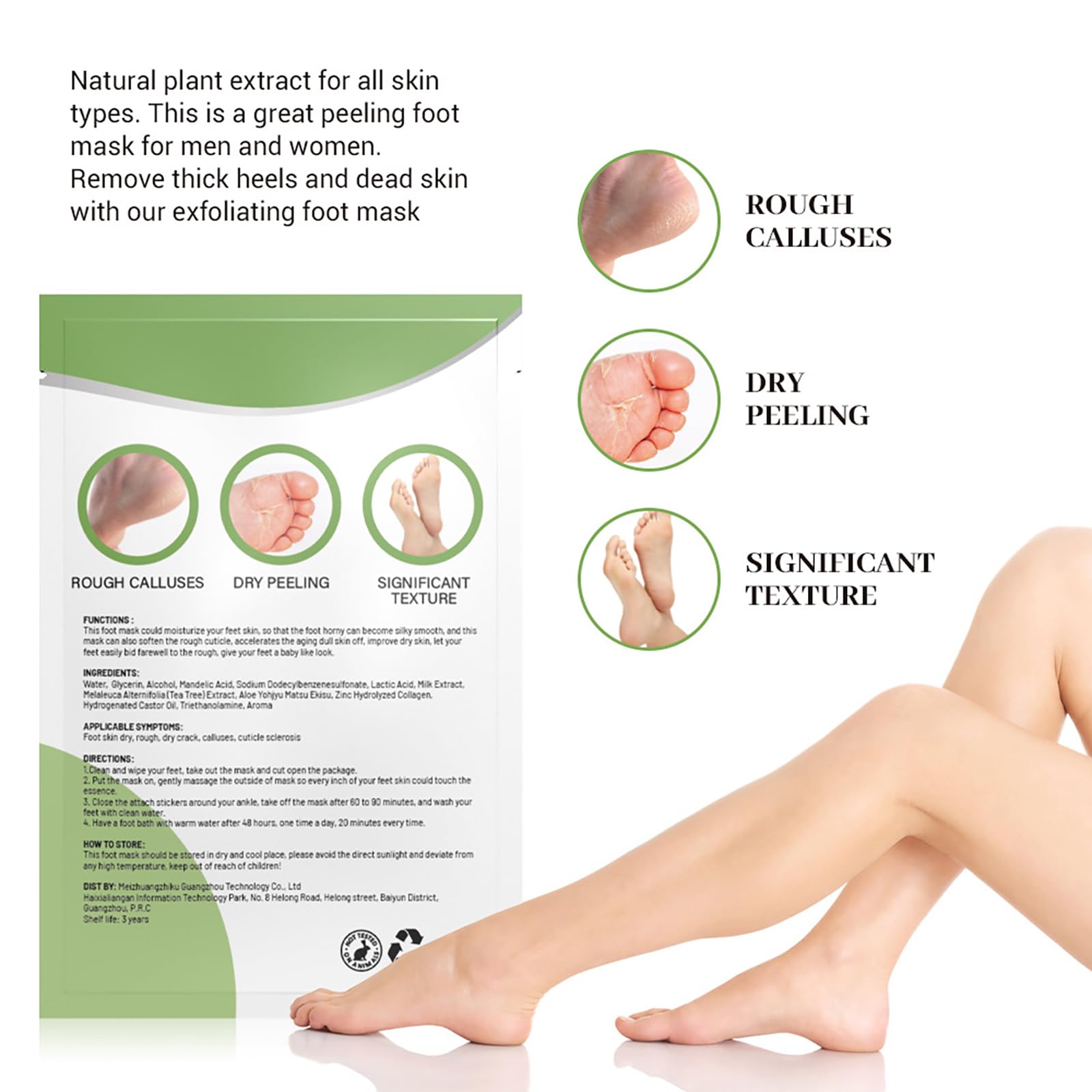 VolksRose Masque Pied à l'Aloe Vera 3 Pièces pour Femmes - Chaussettes Hydratant pour Réparer les Talons - Traitement Hydratant&Nourrissant pour Pieds Secs et Fissurés, Soin Exfoliant et Adoucissant