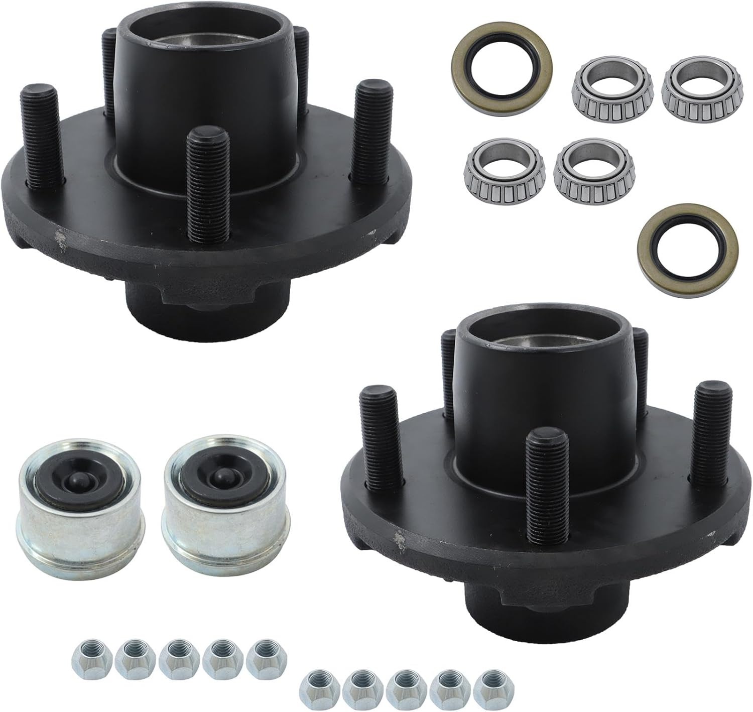 labwork 2 Sets 5 on 4.5Inch Trailer Hub Kit for 2000 lbs 1-1/16Inch Trailer Straight Axle, with Trailer Bearing Kit