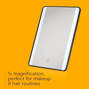 Conair Lighted Makeup Mirror, LED Vanity Mirror with Adjustable Base, Battery Operated in Blue
