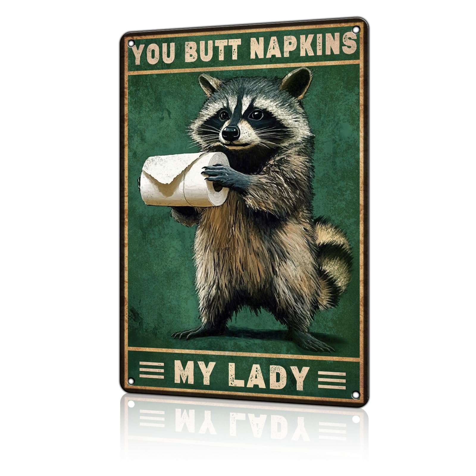 Anceky Funny Wall Decor Raccoon You Butt Napkins Vintage Metal Signs Tin Sign for Home Outdoor Wall Decor 12×16 Inch