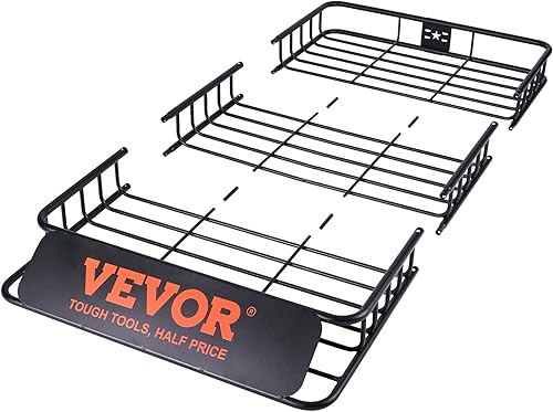 Miniatura 10 de VEVOR Cesta de carga para portaequipajes de techo de 64 x 39 x 6 pulgadas con extensión, cesta universal de acero resistente de 200 libras de