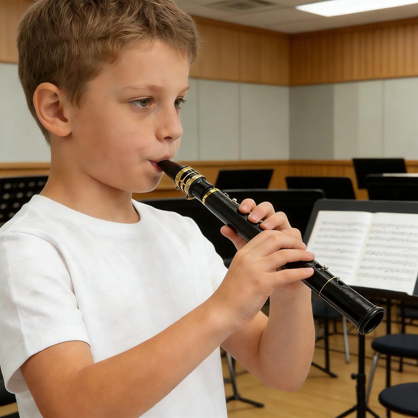 Saxofón de bolsillo en C mayor con 8 agujeros, fácil de aprender, saxofón para principiantes con cuello curvado, mini instrumento portátil para saxofón de plástico ligero de 37 cm para principiantes
