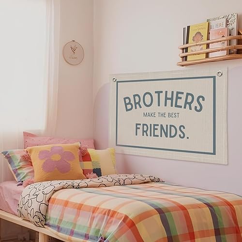 Miniatura 6 de Brothers Make The Best Friends - Pancarta para decoración de habitación de niños, decoración de habitación de niños pequeños, pancarta de lino para