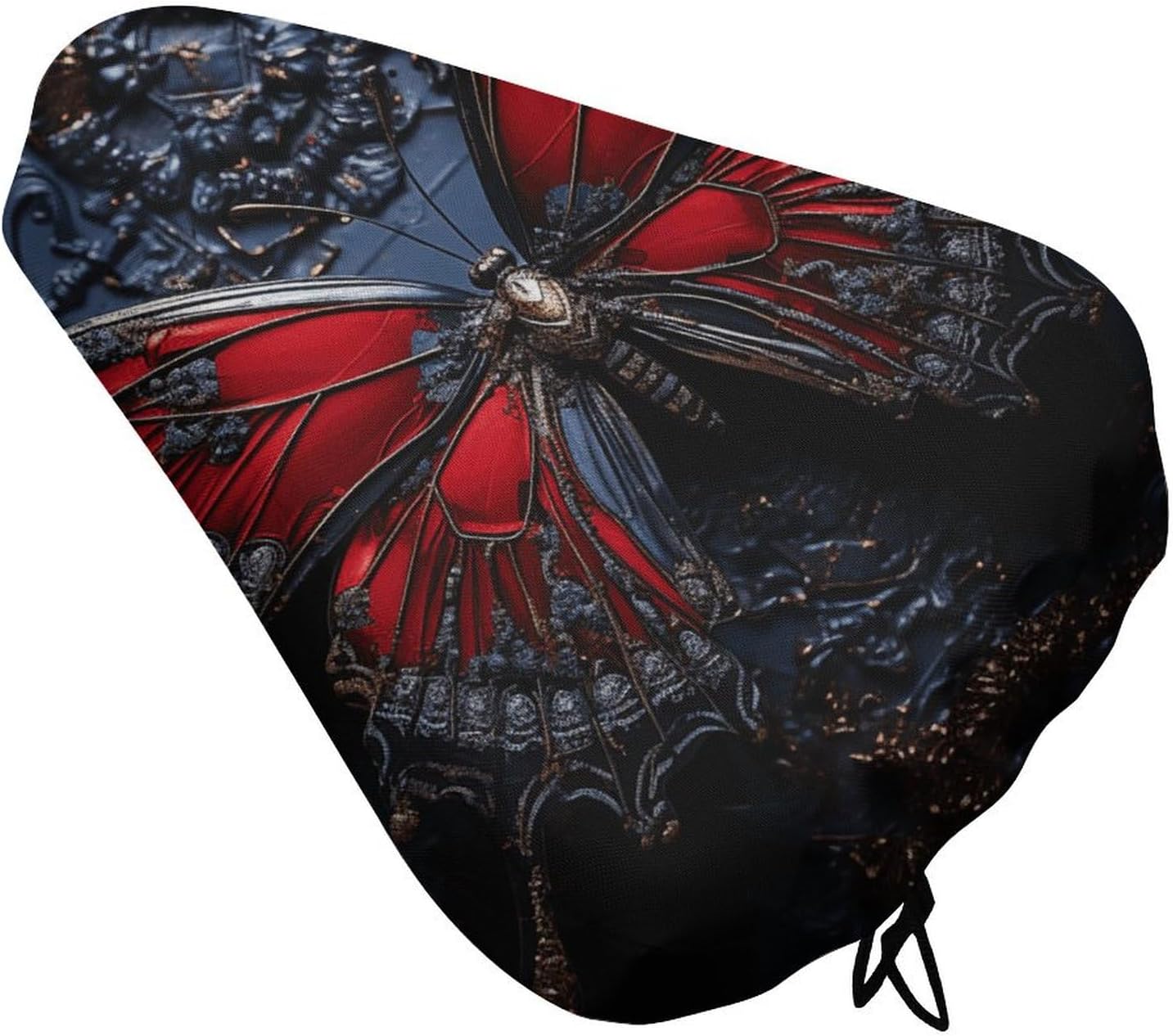 Red Butterfly Bike Seat Cushion Waterproof Road Bike Seat Cover for Women Men Comfort Bicycle Seat Rain Cover with Drawstring Padded Mountain Bikes Saddle Fit for Exercise Stationary Bikes