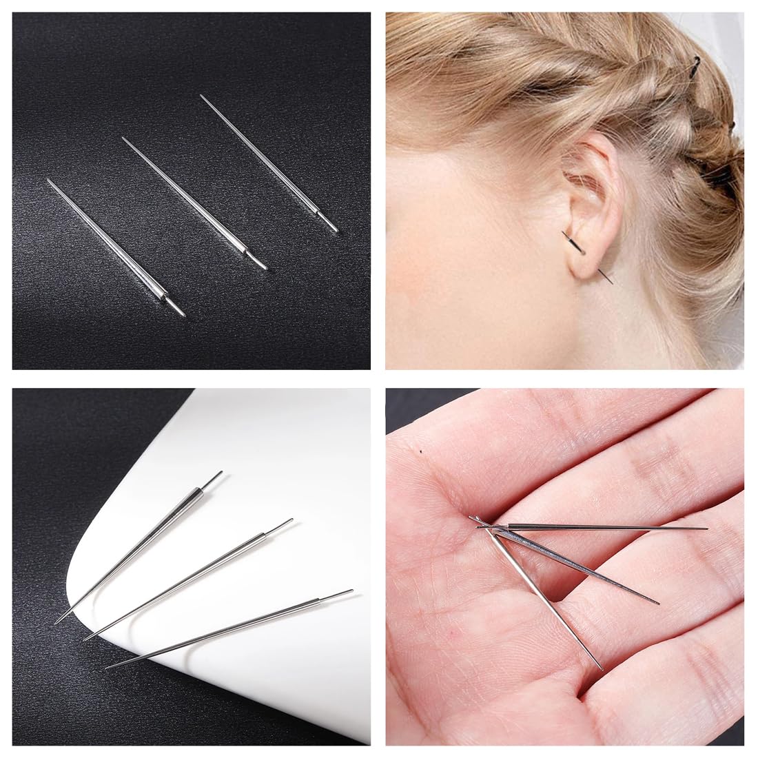 4 Piezas Piercing Taper Insertion, 316 Acero Quirúrgico, 14G 16G 18G, Pins Piercings para Piercing oreja/Nariz/Labio/Ceja/Vientre/Lengua,Taper Kit (1mm, 1.2mm)