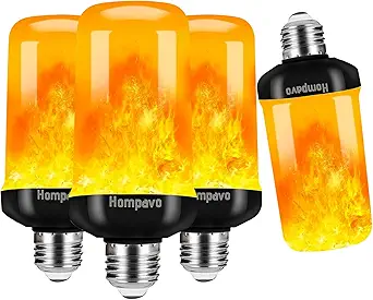 Hompavo Upgraded LED Flame Light Bulbs, 4 Modes Flickering Light Bulbs, E26/E27, 4 Pack