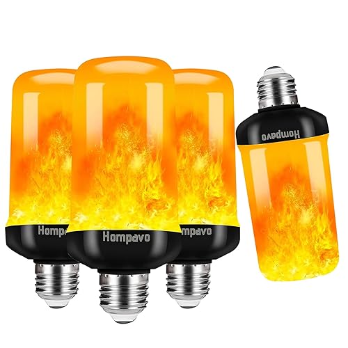 Hompavo 【Upgraded】 LED Flame Light Bulbs, 4 Modes Flickering Light