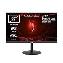 acer Nitro XV271UM3bmiiprfx, Monitor Gaming PC 27″, Display IPS WQHD, 180 Hz, 0,5 ms, FreeSync Premium, HDMI 2.0, DP 1.2, ZeroFrame, Speaker Integrati, Regolazione in altezza, Cavi DP, HDMI Inclusi