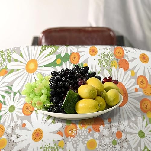 Miniatura 785 de Mantel floral hippie, diseño retro de los años 70, naranja, rosa, azul, floral, bohemio, estampado estético de margaritas, para fiesta, picnic