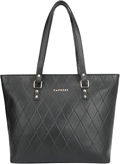 Caprese Claudiaa Large Quilted Faux Leather 16 Inch Laptop Tote Bag for Women | Stylish Handbag with Multi-Compartments & Secure Zipper Closure | Perfect for Office & Travel