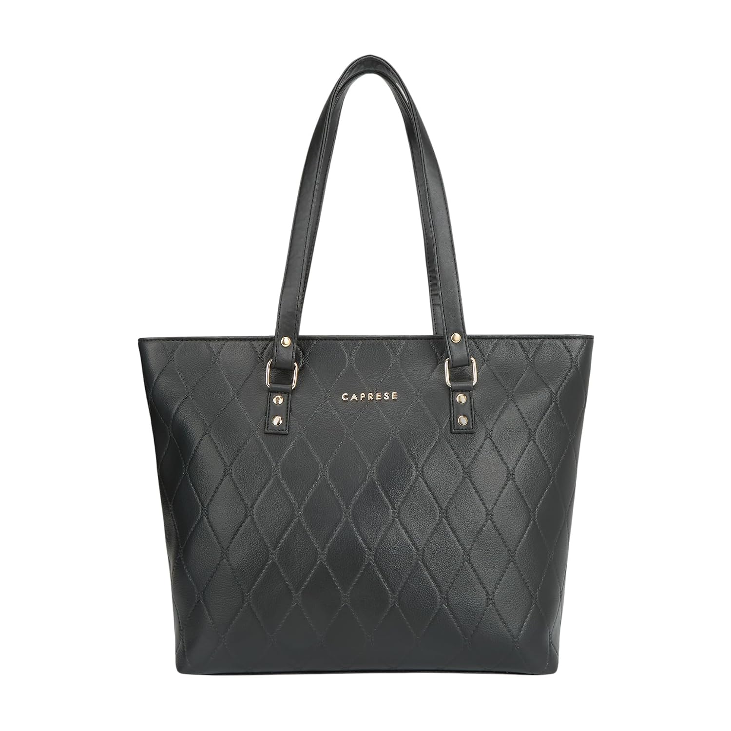 Caprese Claudiaa Large Quilted Faux Leather 16 Inch Laptop Tote Bag for Women | Stylish Handbag with Multi-Compartments & Secure Zipper Closure | Perfect for Office & Travel