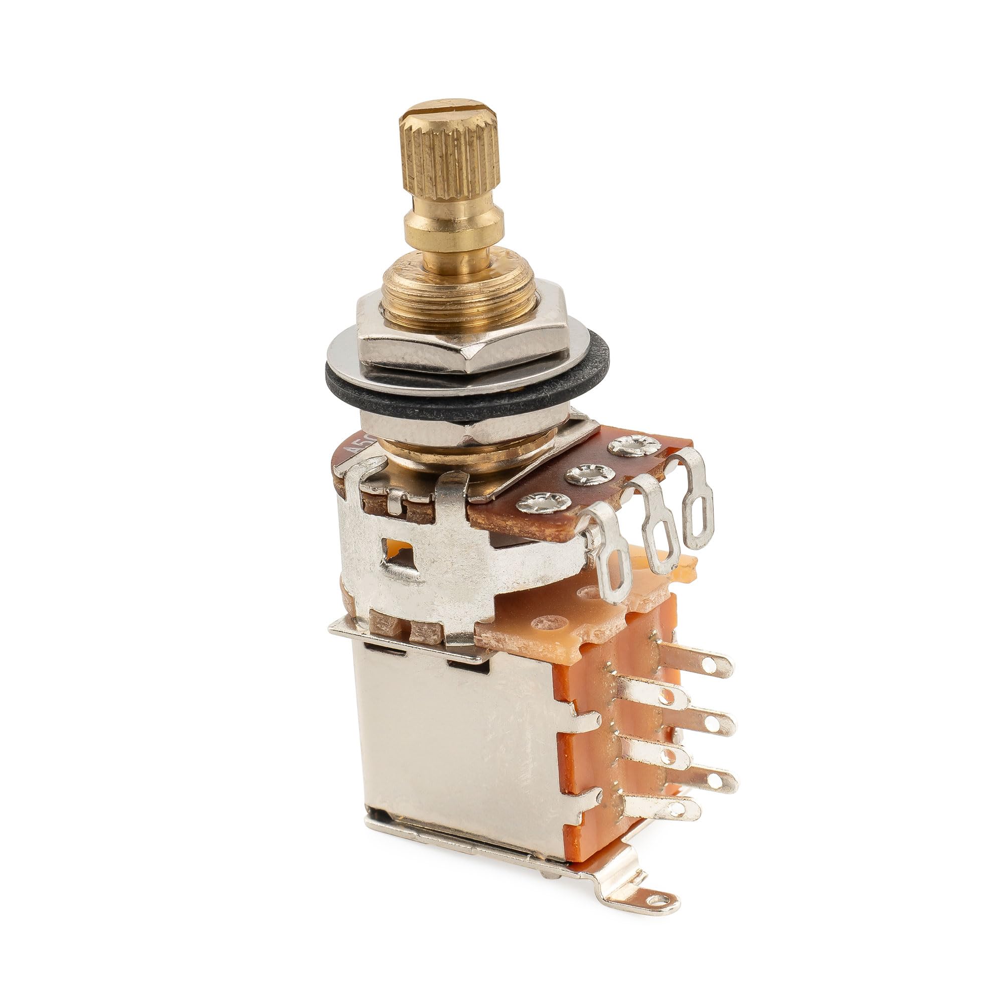 Musiclily Pro A500K Brass Pot Split Standard Shaft 3/8 Inch Push-Push Audio Taper Potentiometer for Electric Guitar Bass