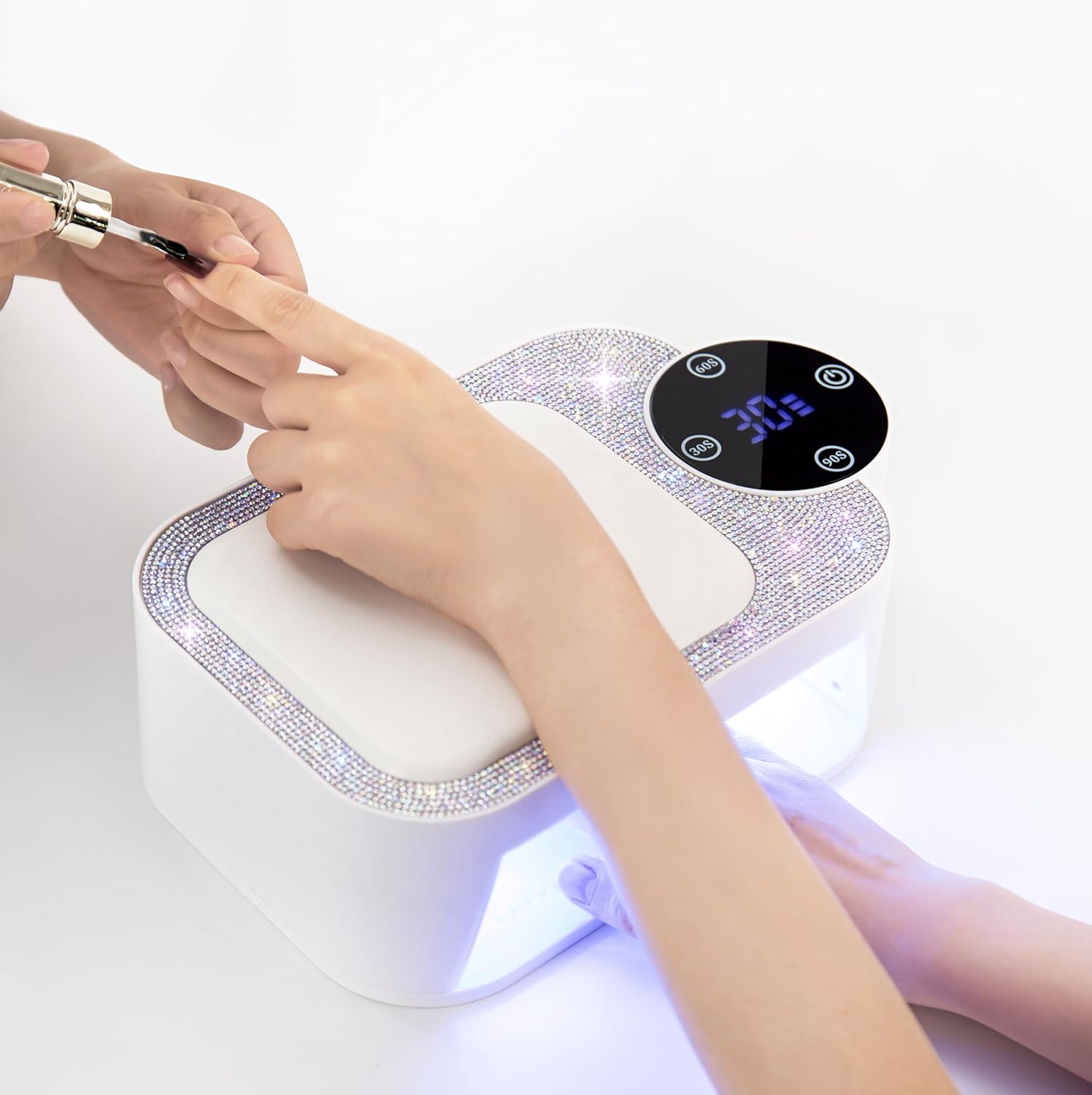Cordless UV LED Nail Lamp with Arm Rest, Rechargeable Wireless Gel Polish Dryer for Mobile Tech, 2-in-1 Portable Curing Light with Soft Hand Pillow, High Capacity Battery, White