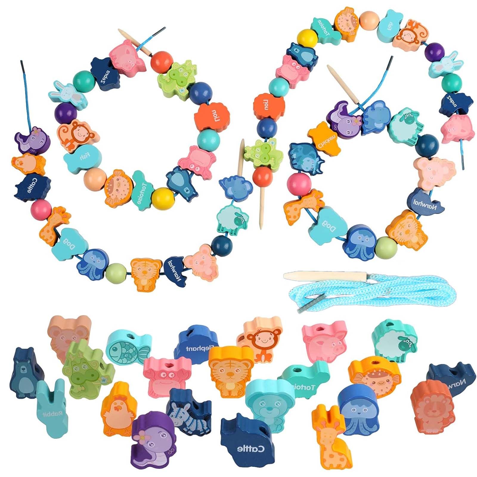 32Pcs Threading Toys - Boys & Girls Fine Motor Skills Educational Learning Toys & Gifts