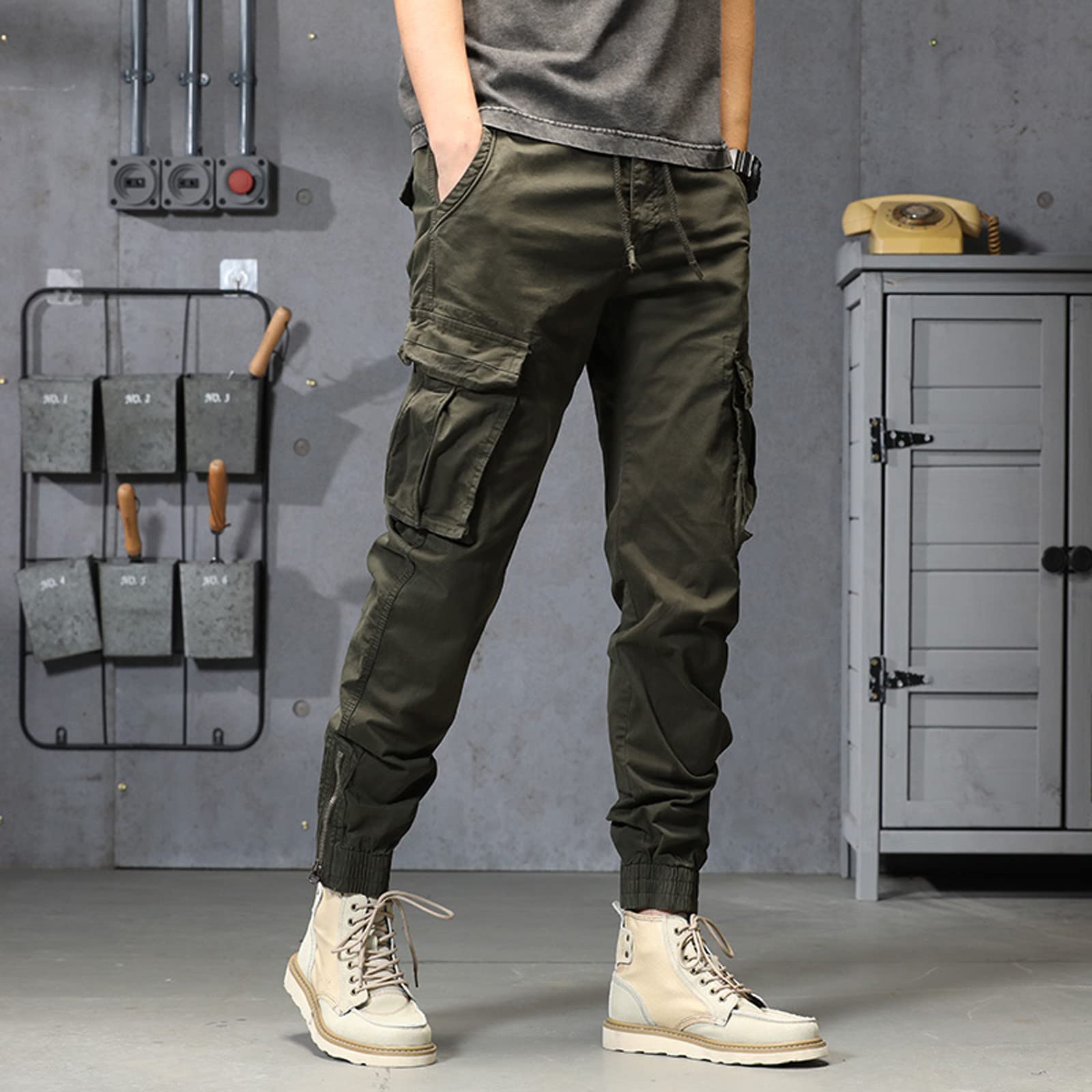Marca Di Pantaloni Da Uomo Pantaloni Di Lino Da Uomo Vita Elastica Con Tasche Con Cerniera Gamba Dritta Lavoro Casual Per Attività All'aperto Abbigliamento Quotidiano Tela Neri Per Gli Uomini