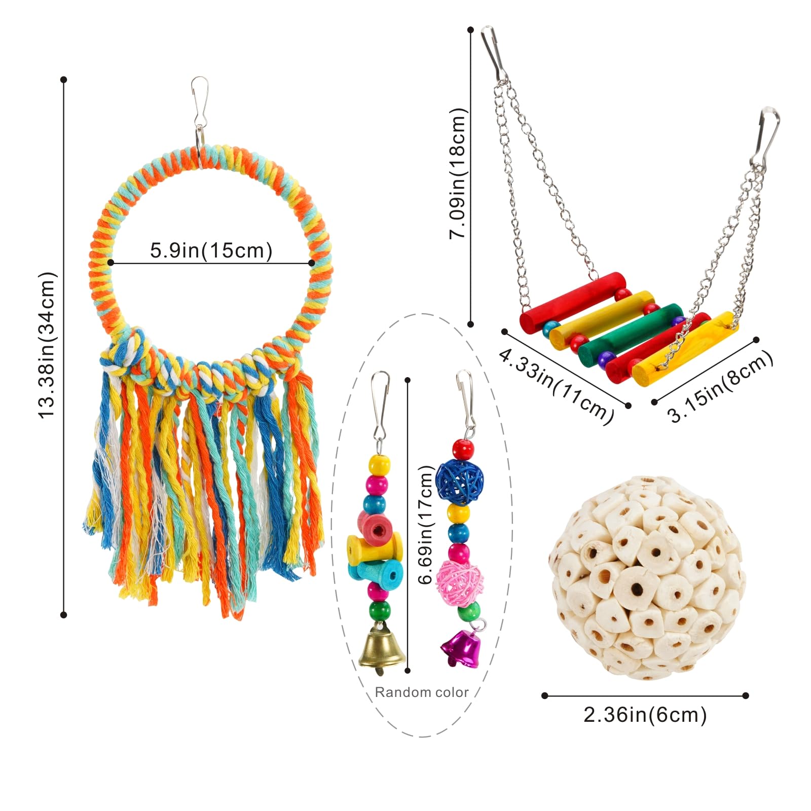 Juguetes de columpio para pájaros, juguetes de periquitos, juguetes naturales para pájaros, accesorios de jaula de pájaros, masticables, perchas colgantes para pájaros, adecuadas para