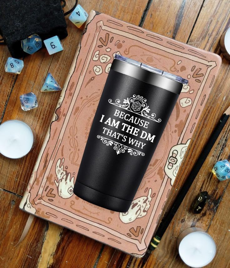 Grifarny Dungeons and Dragons Gifts for Men, Women - Great Gift for DnD Lovers - Dungeon Master Gifts - D&D Lovers Gamer Gift - Because I'm the DM Tumbler 20 oz - Image 4