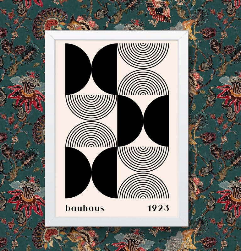 Bauhaus Style Print No. 20 Geometric Abstract Wall Art Poster Modern Minimalist Decor for Home, Office or Studio Framed or Unframed (A3 Framed - White Frame)
