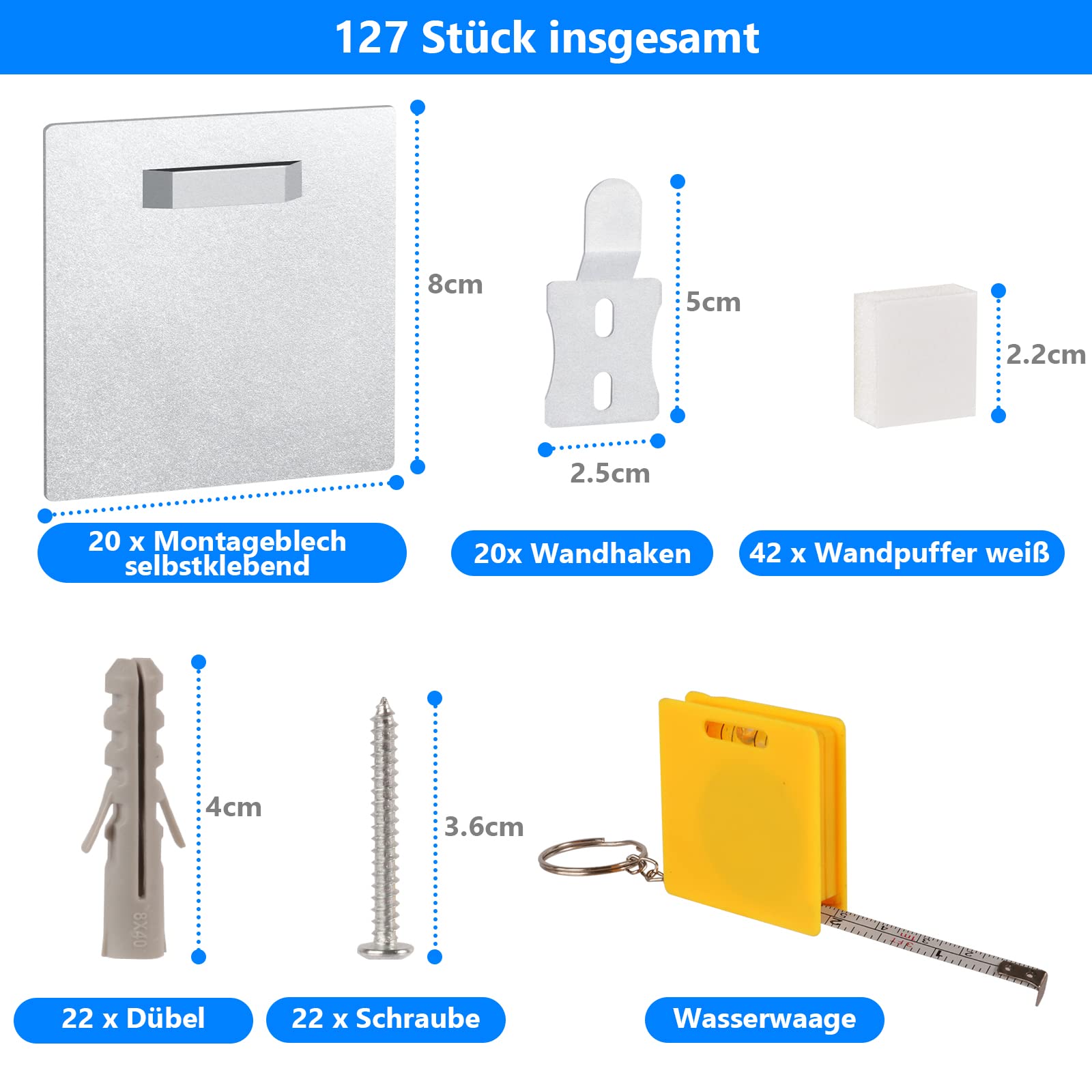 Set di fissaggio autoadesivo supporto per specchio dibond (2 supporti BCB