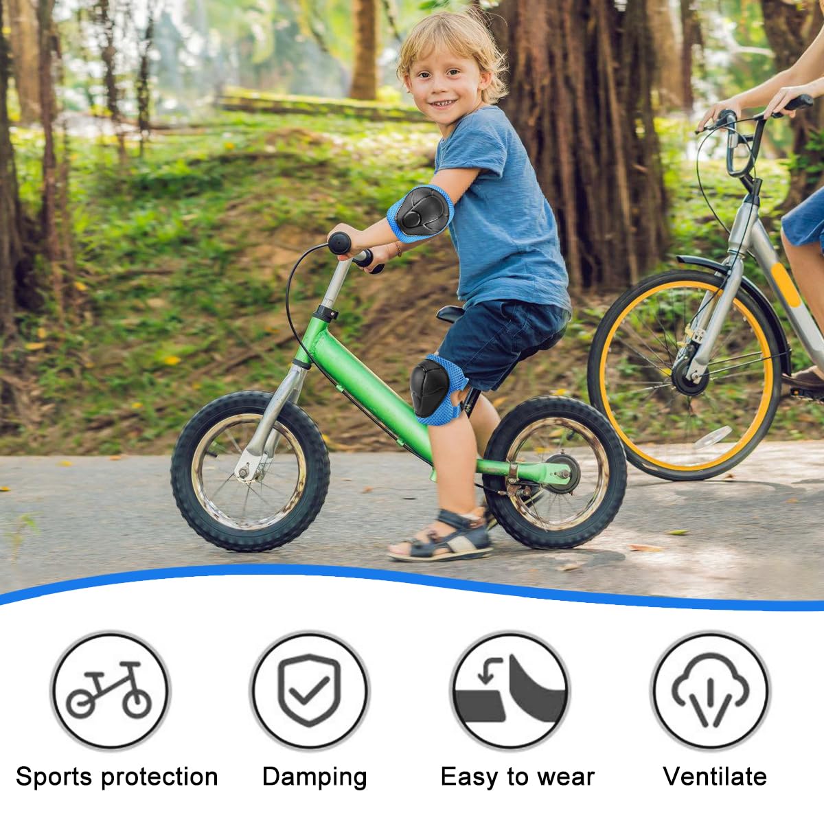 Protezioni Skateboard Bambini Ginocchiere Set 6-in-1 per Skateboarding Pattinaggio Biciclette Ciclismo Blu